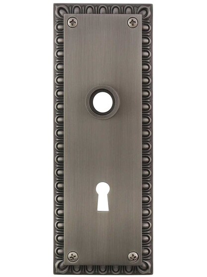 Ovolo Forged-Brass Back Plate with Keyhole in Antique Pewter.